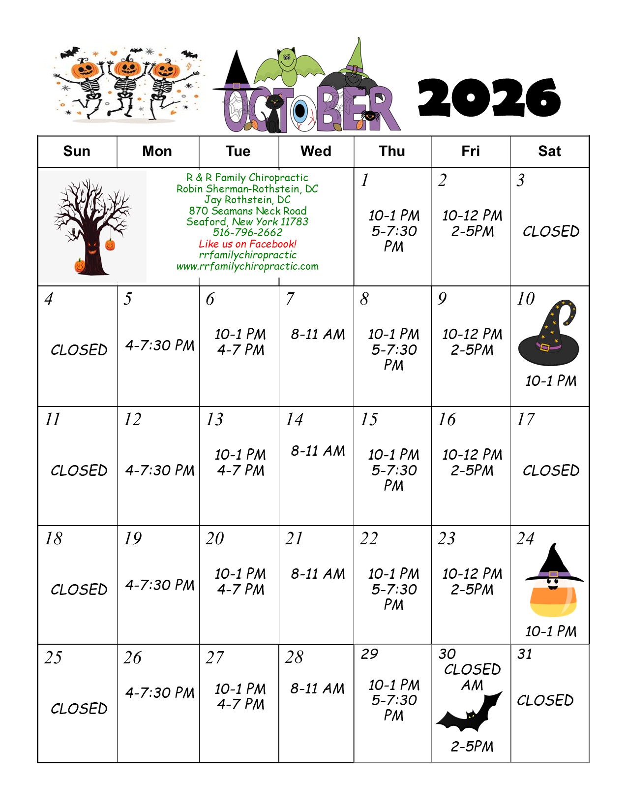 Calendar — R & R Family Chiropractic